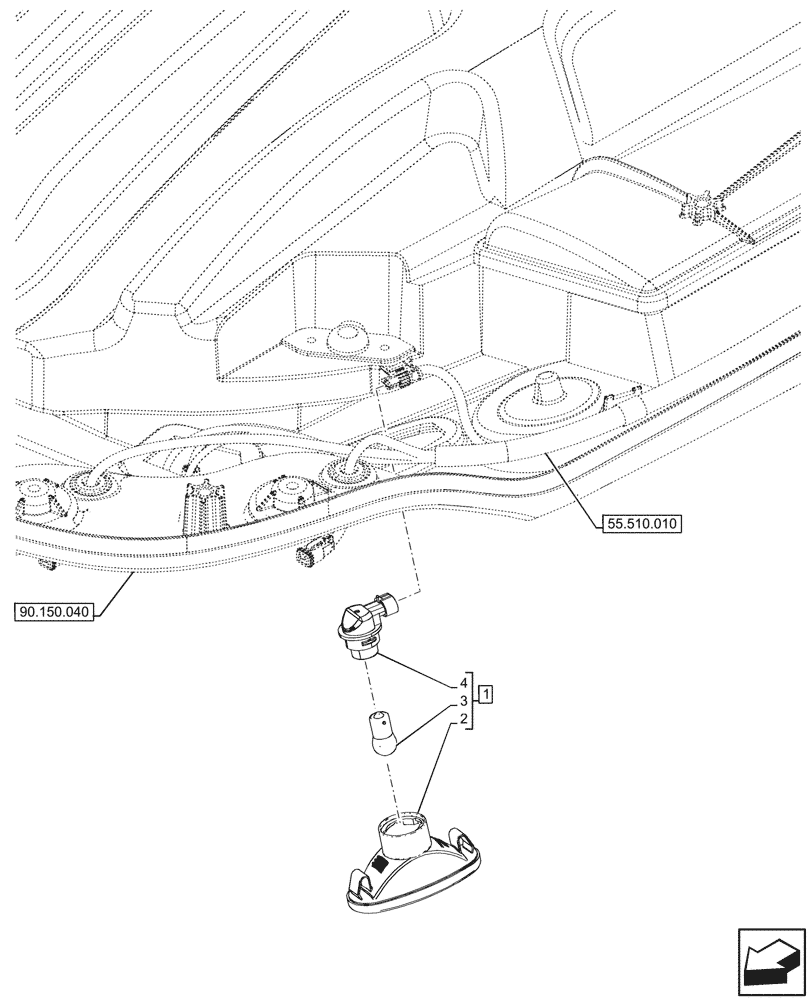 Схема запчастей Case IH OPTUM 270 CVT - (55.514.020) - VAR - 391226 - INTERIOR LIGHT, CAB (55) - ELECTRICAL SYSTEMS