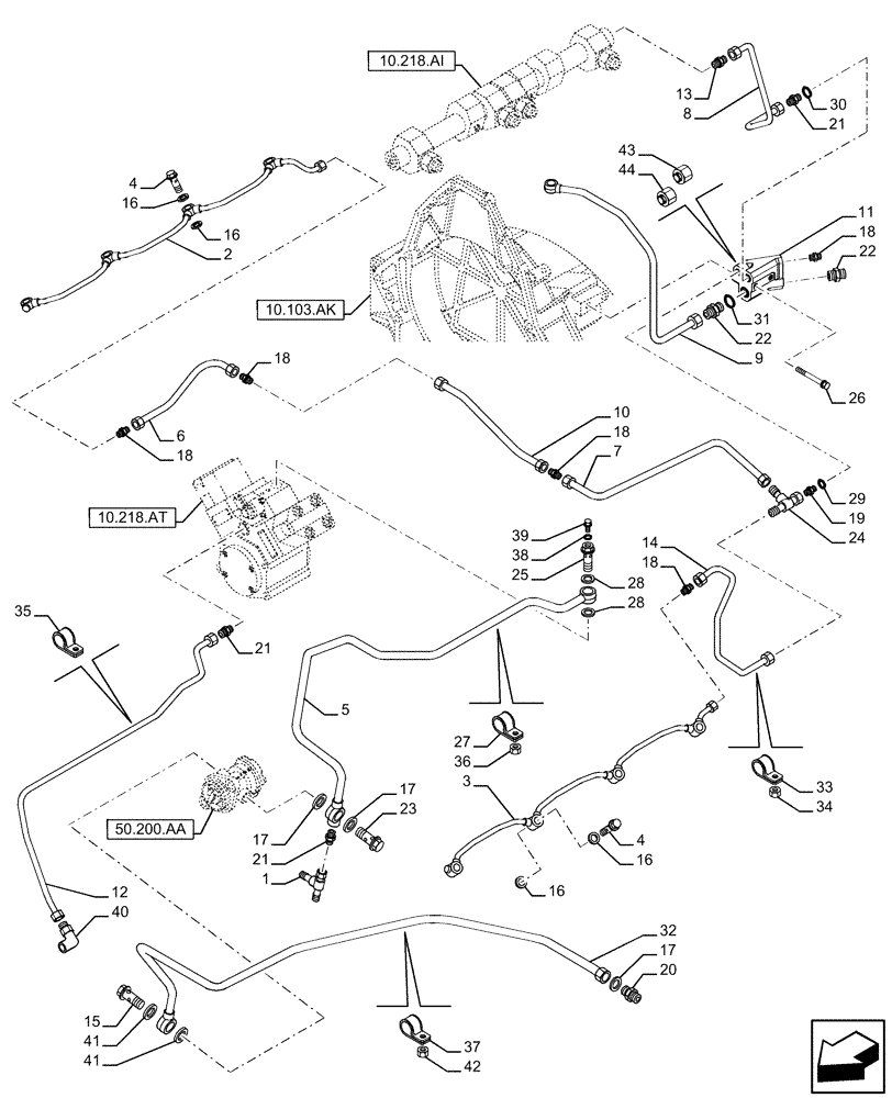 Схема запчастей Case IH FVAE2884X B200 - (10.210.AS) - FUEL LINE, RETURN (10) - ENGINE