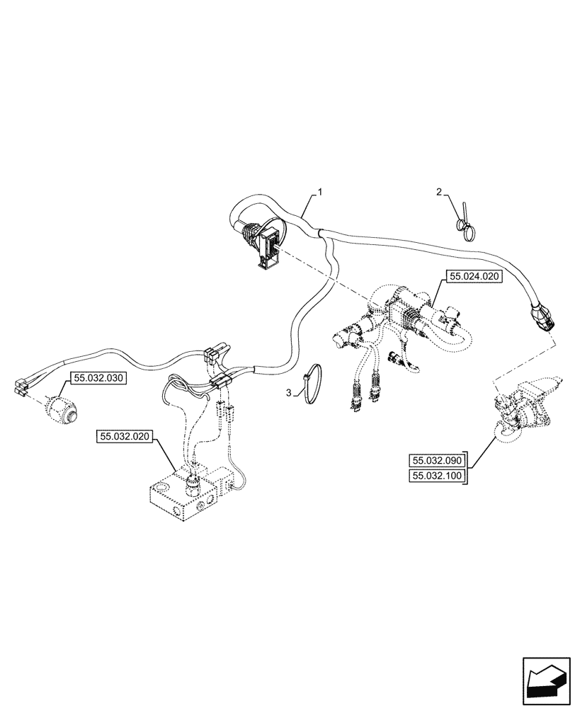 Схема запчастей Case IH OPTUM 300 CVT - (55.032.050) - VAR - 758037, 758040 - HYDRAULIC TRAILER BRAKE, HARNESS (55) - ELECTRICAL SYSTEMS