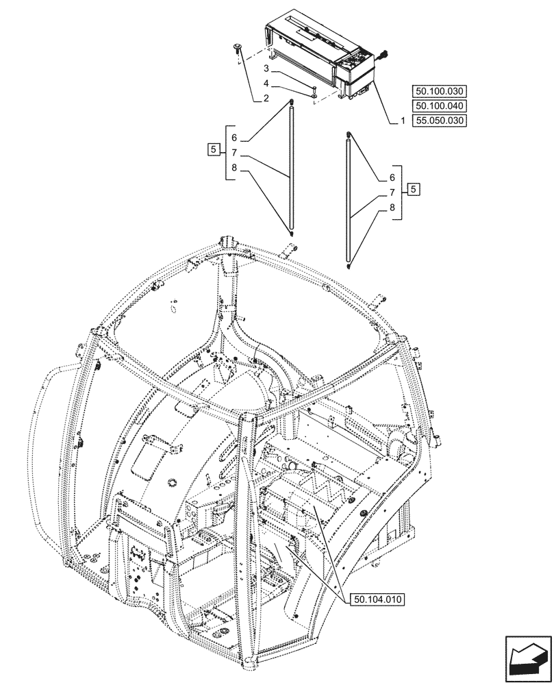 Схема запчастей Case IH OPTUM 270 CVT - (50.100.020) - VAR - 758783, 758784, 758785, 758786, 758787, 758788, 758789, 758790, 758791, 759433 - AIR CONDITIONING WITH ATC, AIR CONDITIONER (50) - CAB CLIMATE CONTROL