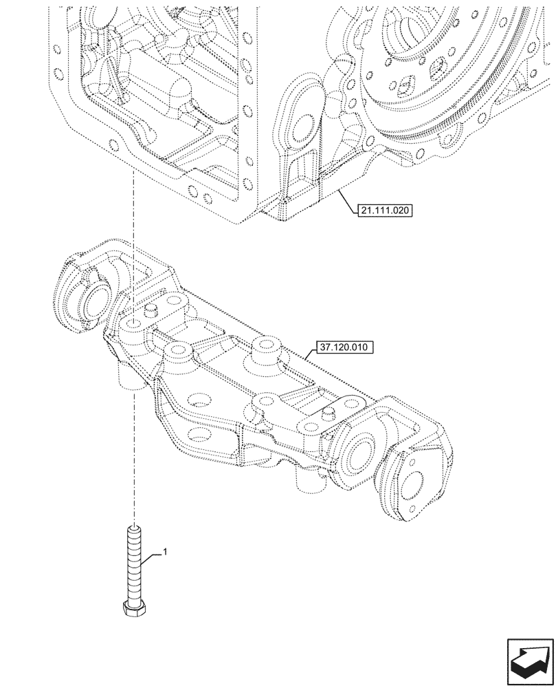 Схема запчастей Case IH FARMALL 120U - (37.120.020) - VAR - 330772, 330928, 330935, 330952, 331945, 332954, 390891 - 3 POINT HITCH, REAR, BOLT (37) - HITCHES, DRAWBARS & IMPLEMENT COUPLINGS