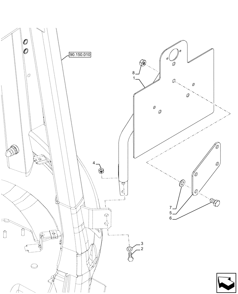 Схема запчастей Case IH FARMALL 110U - (88.100.060) - LICENSE PLATE HOLDER (88) - ACCESSORIES