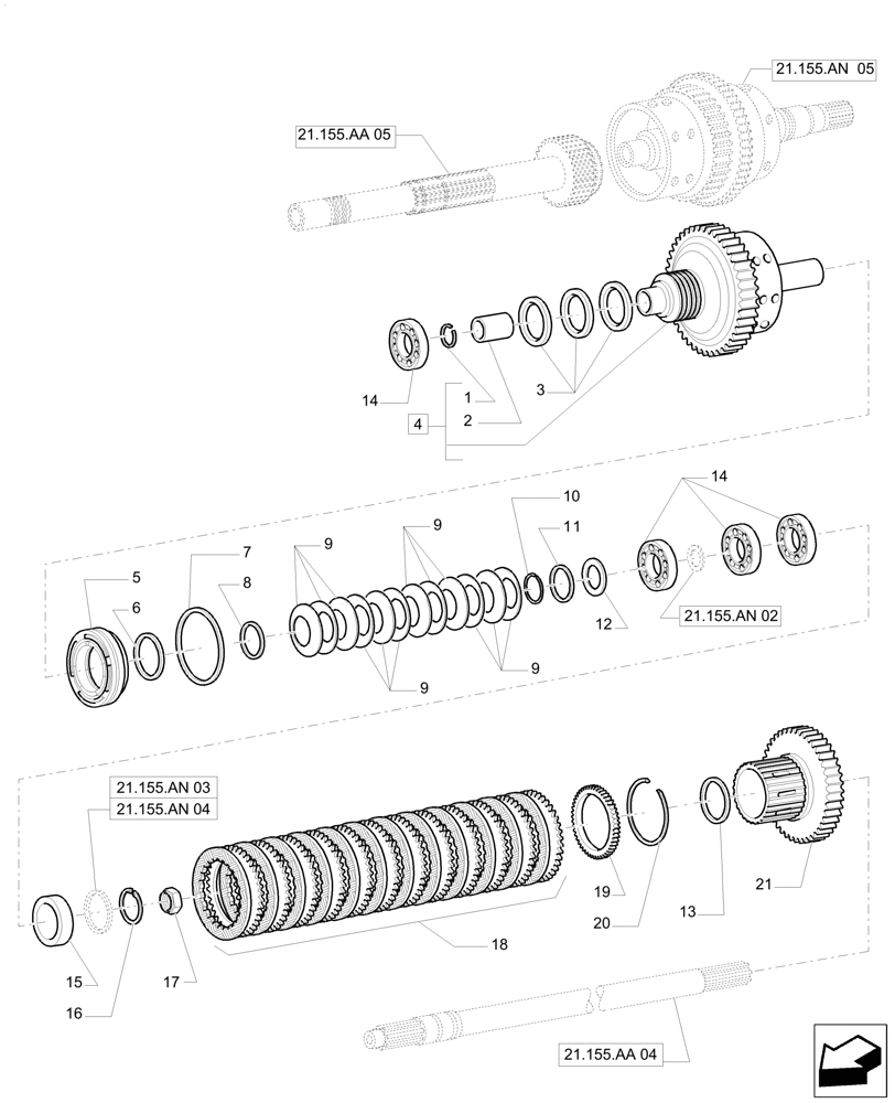 Схема запчастей Case IH PUMA 215 - (21.155.AN[10]) - CENTRAL REDUCTION GEARS (21) - TRANSMISSION