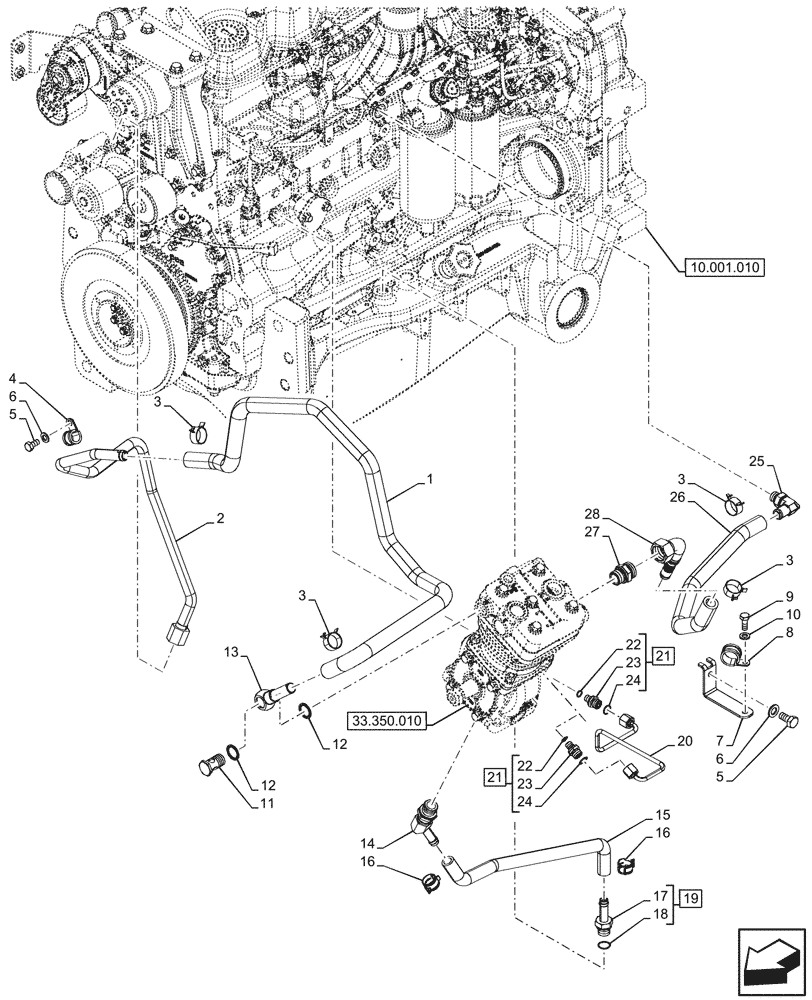 Схема запчастей Case IH OPTUM 270 CVT - (33.350.140) - VAR - 758038, 758039, 758041, 758042, 758044 - ANTILOCK BRAKING SYSTEM (ABS), COMPRESSOR, LINE (33) - BRAKES & CONTROLS