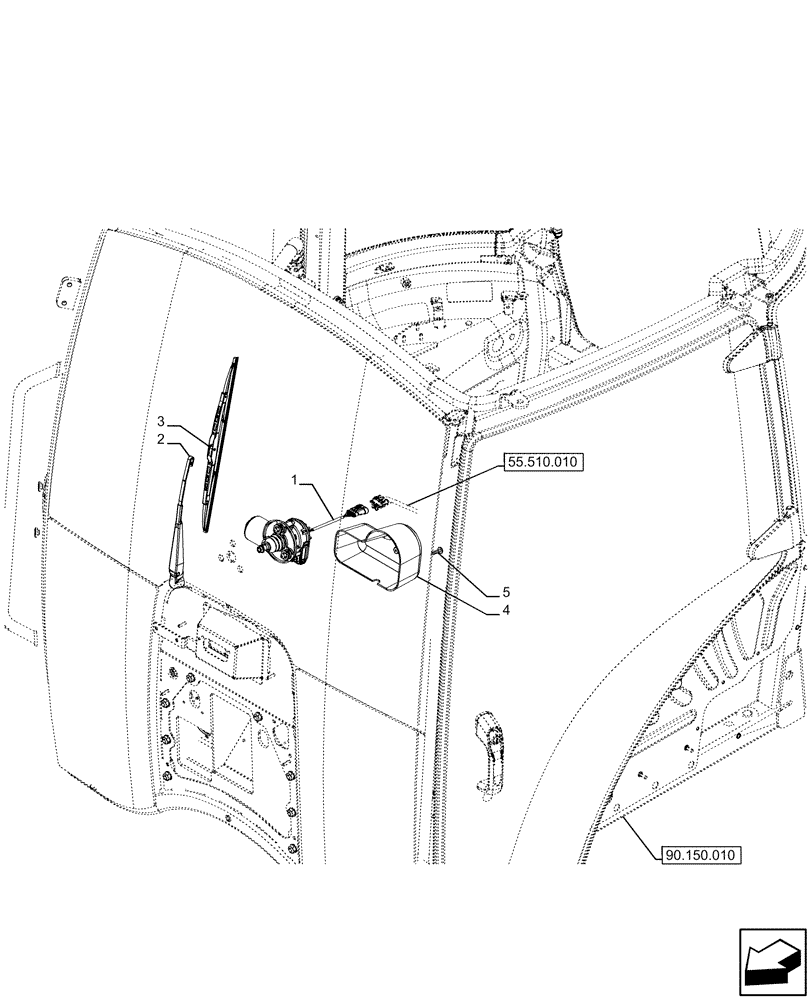 Схема запчастей Case IH FARMALL 120U - (55.518.020) - VAR - 336730, 339434 - WINDSHIELD WIPER, MOTOR, BLADE (55) - ELECTRICAL SYSTEMS