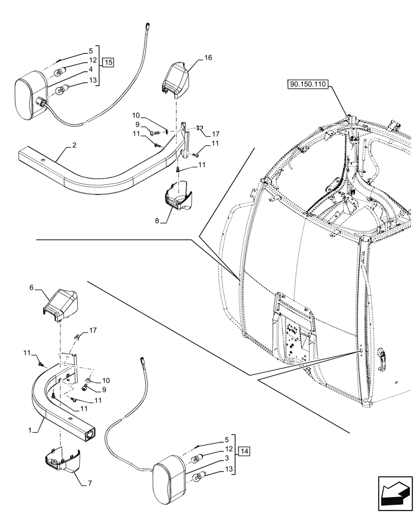 Схема запчастей Case IH OPTUM 270 CVT - (55.404.040) - VAR - 391364, 758686, 758687, 758688, 758689, 758690 - CAB, FRONT, INDICATOR LIGHT, EU (55) - ELECTRICAL SYSTEMS