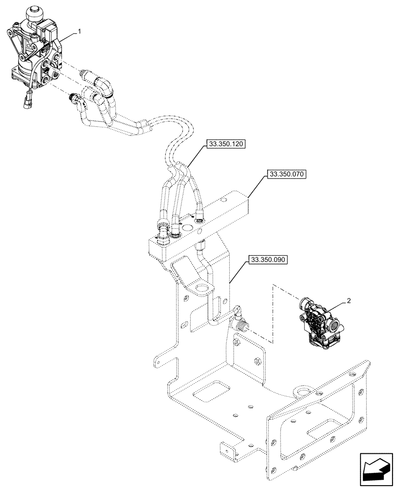 Схема запчастей Case IH OPTUM 270 CVT - (33.350.040) - VAR - 758035 - 758036 - ANTILOCK BRAKING SYSTEM (ABS), FOOT CONTROL VALVE, PRESSURE CONTROL VALVE (33) - BRAKES & CONTROLS