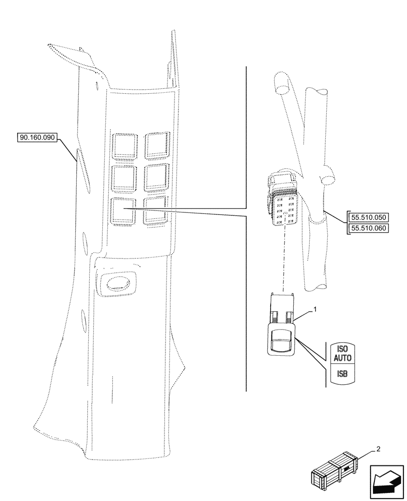 Схема запчастей Case IH OPTUM 270 CVT - (55.785.030) - VAR - 758161 - ISOBUS SOCKET, SWITCH (55) - ELECTRICAL SYSTEMS