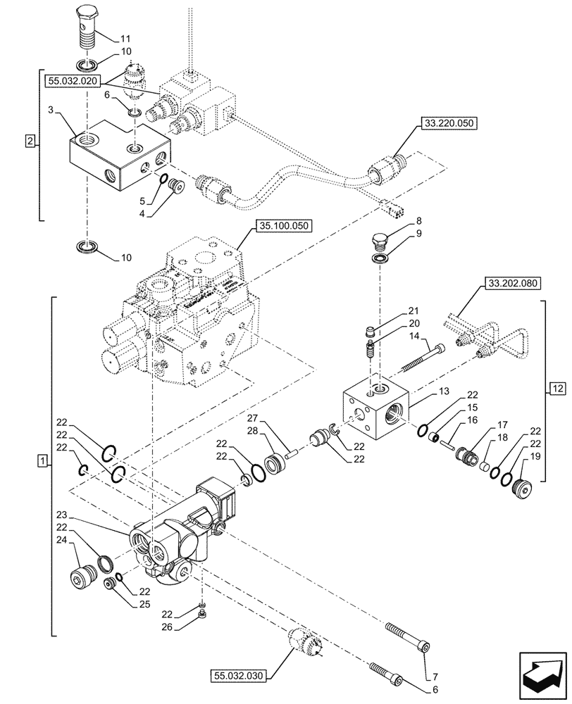 Схема запчастей Case IH OPTUM 270 CVT - (33.220.040) - VAR - 758040, 758042 - TRAILER BRAKE VALVE, W/O ANTILOCK BRAKING SYSTEM (ABS), ITALY (33) - BRAKES & CONTROLS