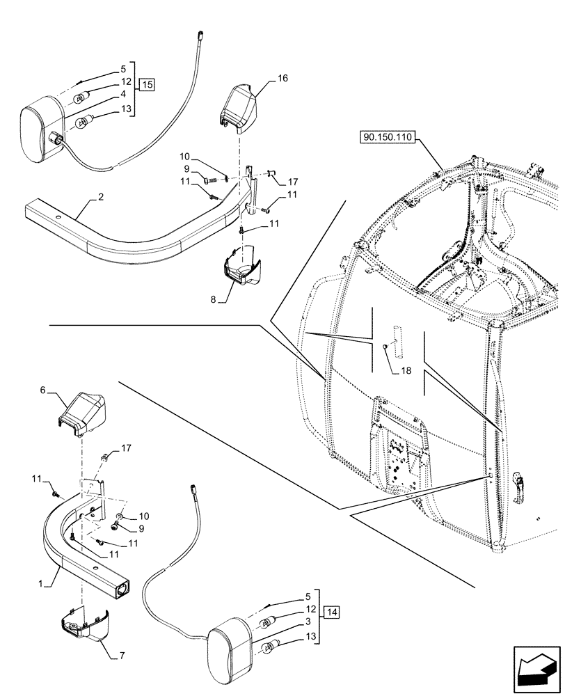 Схема запчастей Case IH OPTUM 270 CVT - (55.404.050) - VAR - 391364, 758686, 758687, 758688, 758689, 758690 - CAB, FRONT, INDICATOR LIGHT, NA (55) - ELECTRICAL SYSTEMS