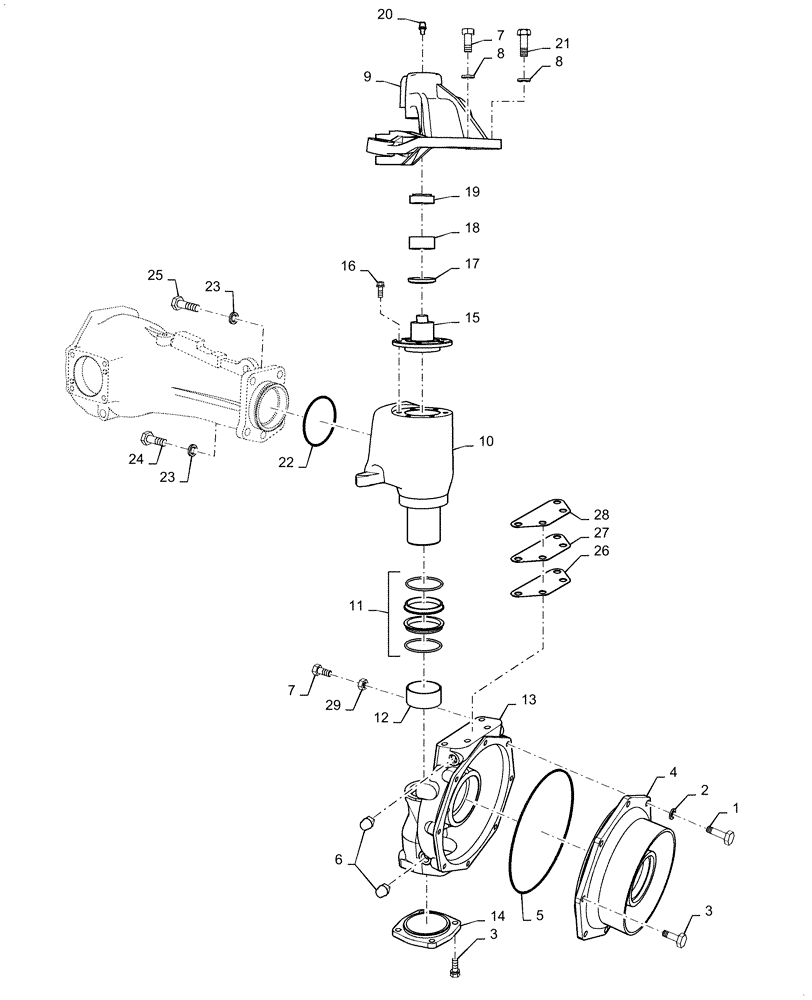 Схема запчастей Case IH FARMALL 55C - (25.100.040) - FRONT AXLE, LH (25) - FRONT AXLE SYSTEM