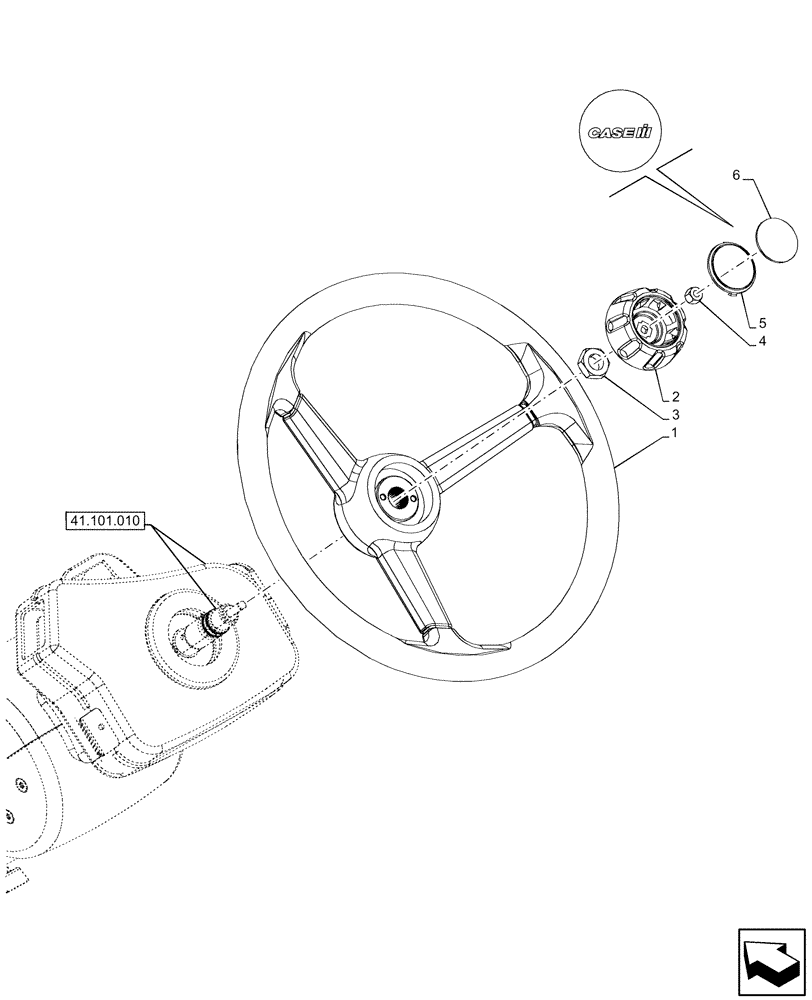 Схема запчастей Case IH OPTUM 270 CVT - (41.101.020) - VAR - 758787, 758788, 758789 - STEERING WHEEL, COMFORT PACK 1, 2, 3 (41) - STEERING