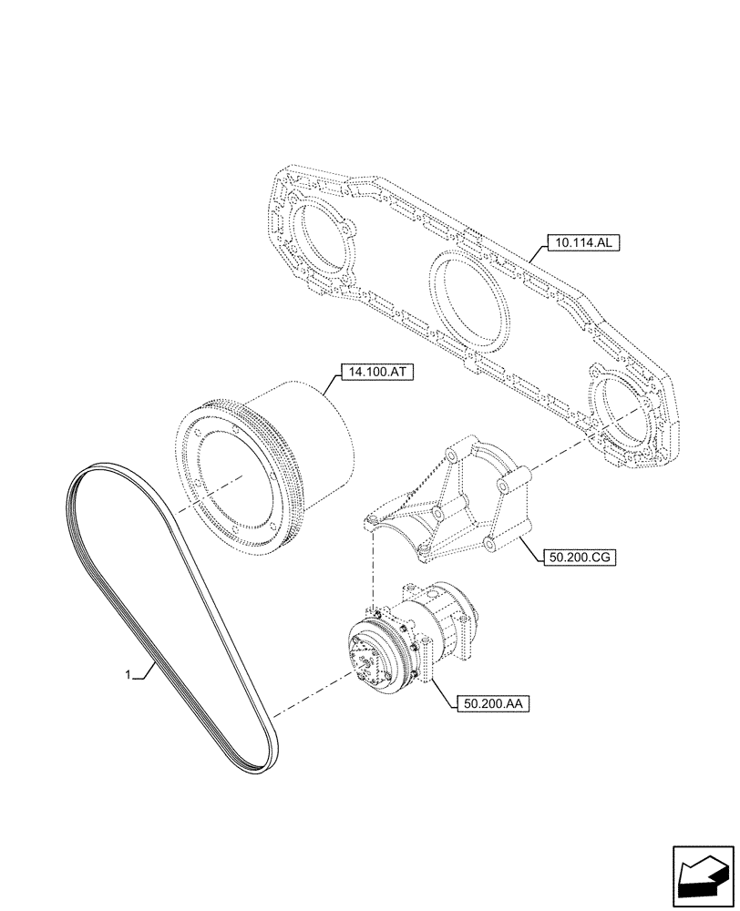 Схема запчастей Case IH FVAE2884X B200 - (10.414.BE[01]) - BELT (10) - ENGINE