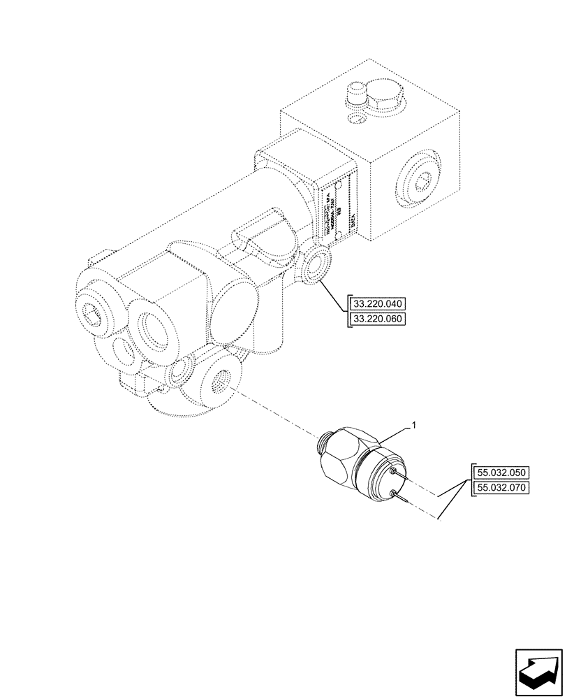 Схема запчастей Case IH OPTUM 300 CVT - (55.032.030) - VAR - 758040, 758042 - TRAILER BRAKE VALVE, SWITCH, ITALY (55) - ELECTRICAL SYSTEMS