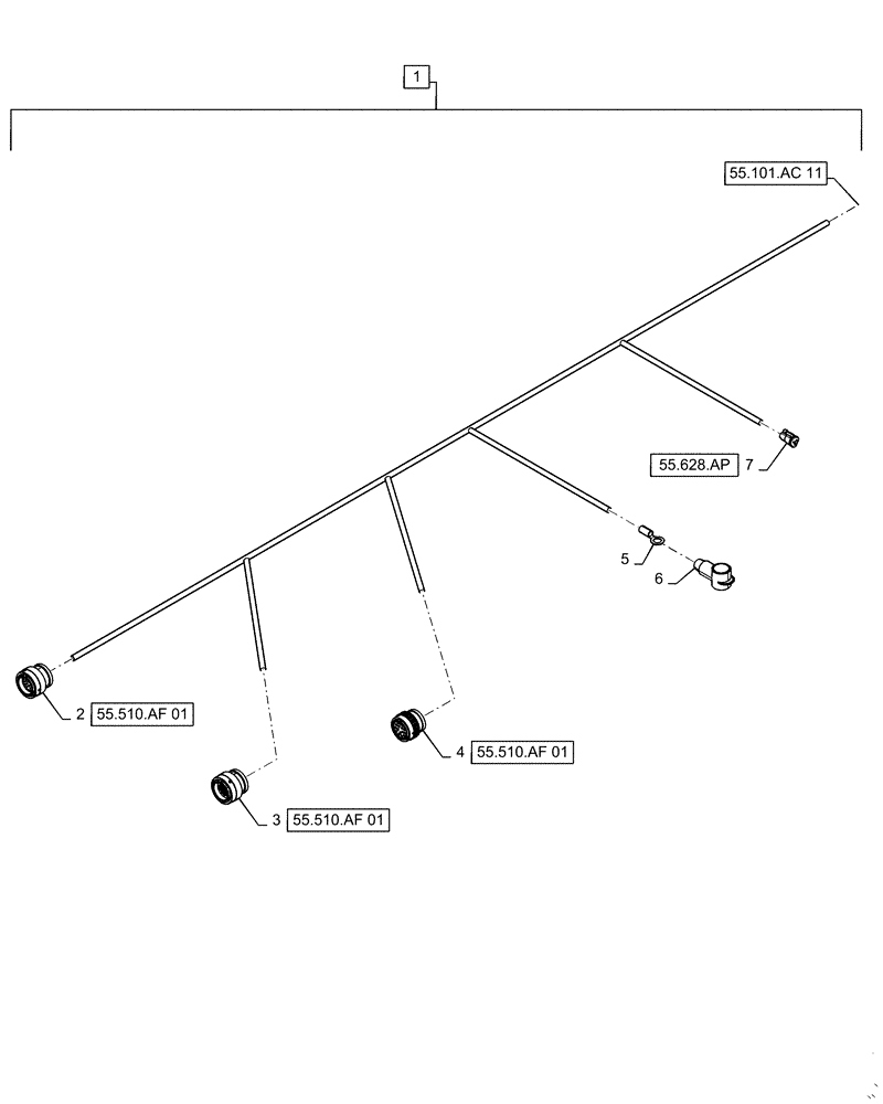 Схема запчастей Case IH 5140 - (55.101.AC[10]) - WIRE HARNESS, LEFT MAIN (55) - ELECTRICAL SYSTEMS