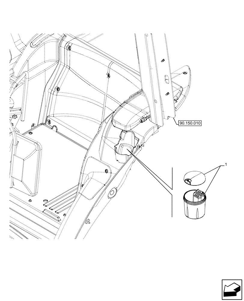 Схема запчастей Case IH FARMALL 110U - (90.151.040) - VAR - 331444, 332147, 335387, 336730, 339434, 391246 - ASH TRAY (90) - PLATFORM, CAB, BODYWORK AND DECALS