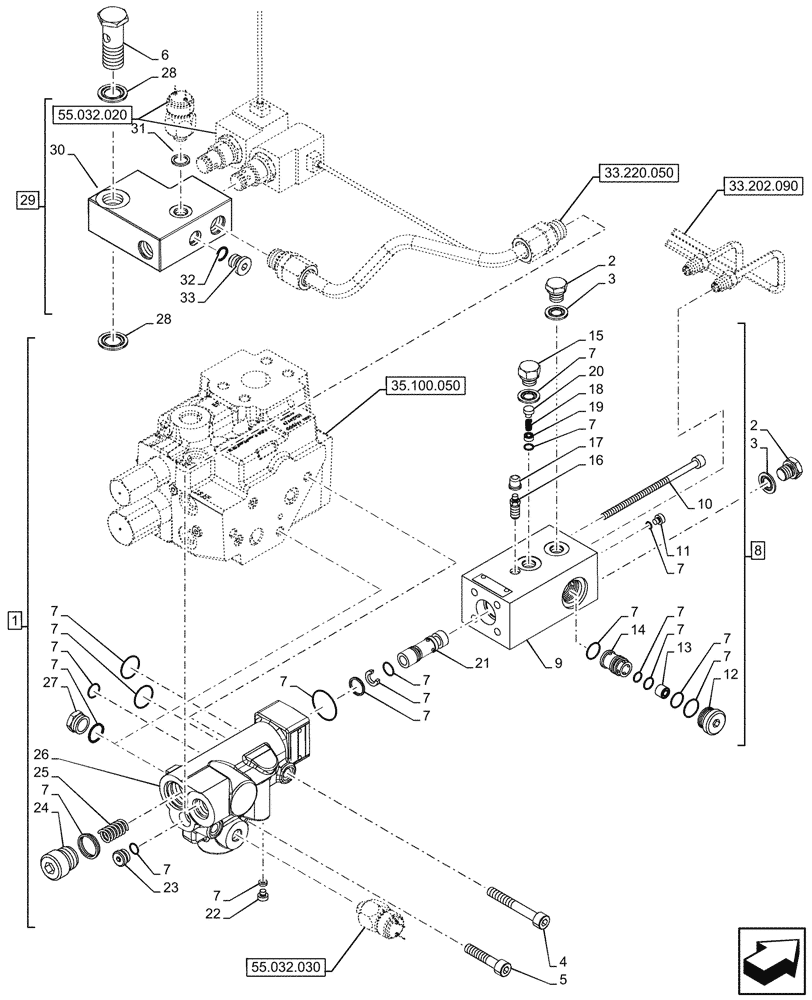 Схема запчастей Case IH OPTUM 270 CVT - (33.220.060) - VAR - 758042 - TRAILER BRAKE VALVE, W/ ANTILOCK BRAKING SYSTEM (ABS), ITALY (33) - BRAKES & CONTROLS