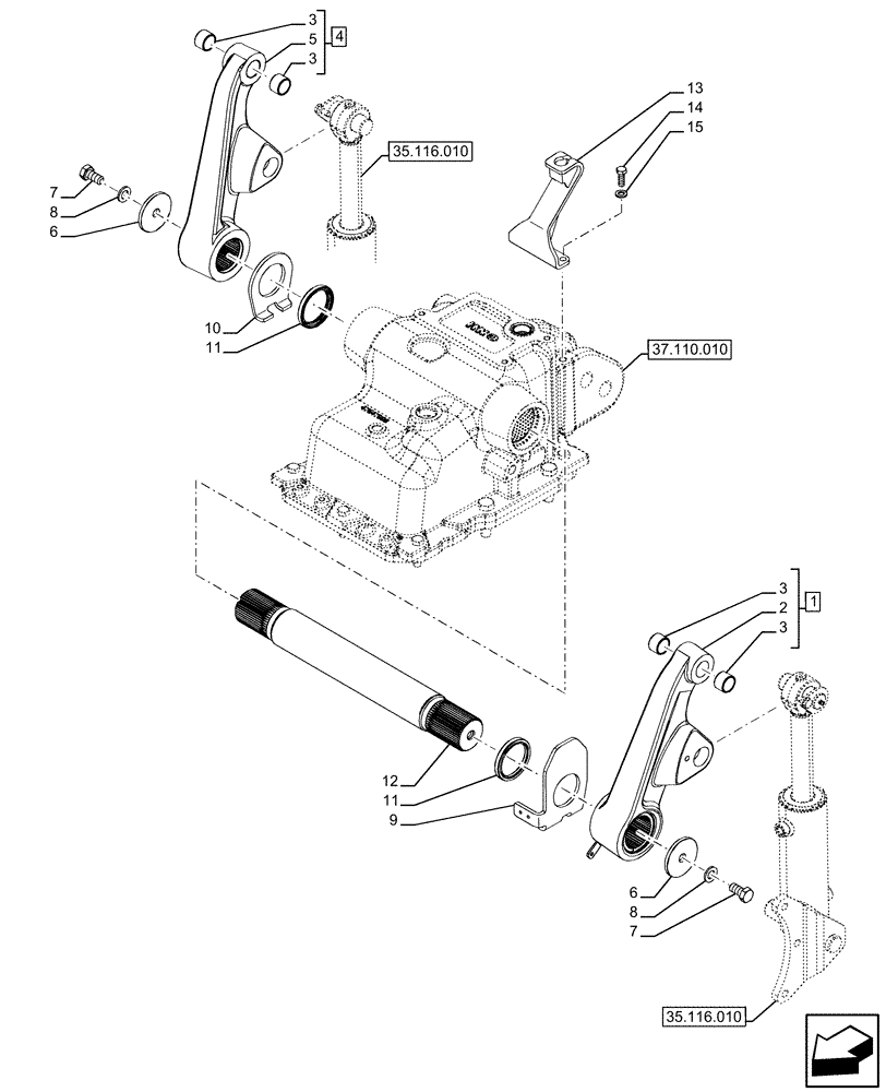 Схема запчастей Case IH FARMALL 110U - (37.110.020) - VAR - 758289 - REMOTE CONTROL VALVE, LIFT ARM (37) - HITCHES, DRAWBARS & IMPLEMENT COUPLINGS