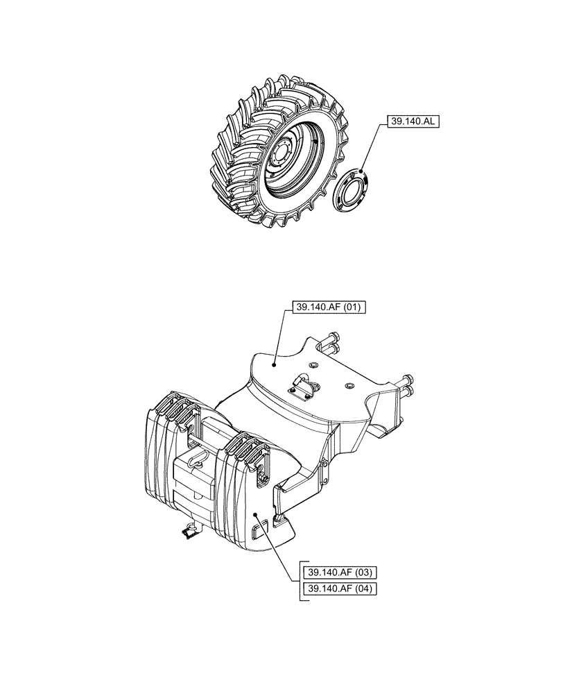 Схема запчастей Case IH PUMA 165 CVT - (00.000.39) - PICTORIAL INDEX - FRAMES AND BALLASTING (00) - GENERAL & PICTORIAL INDEX