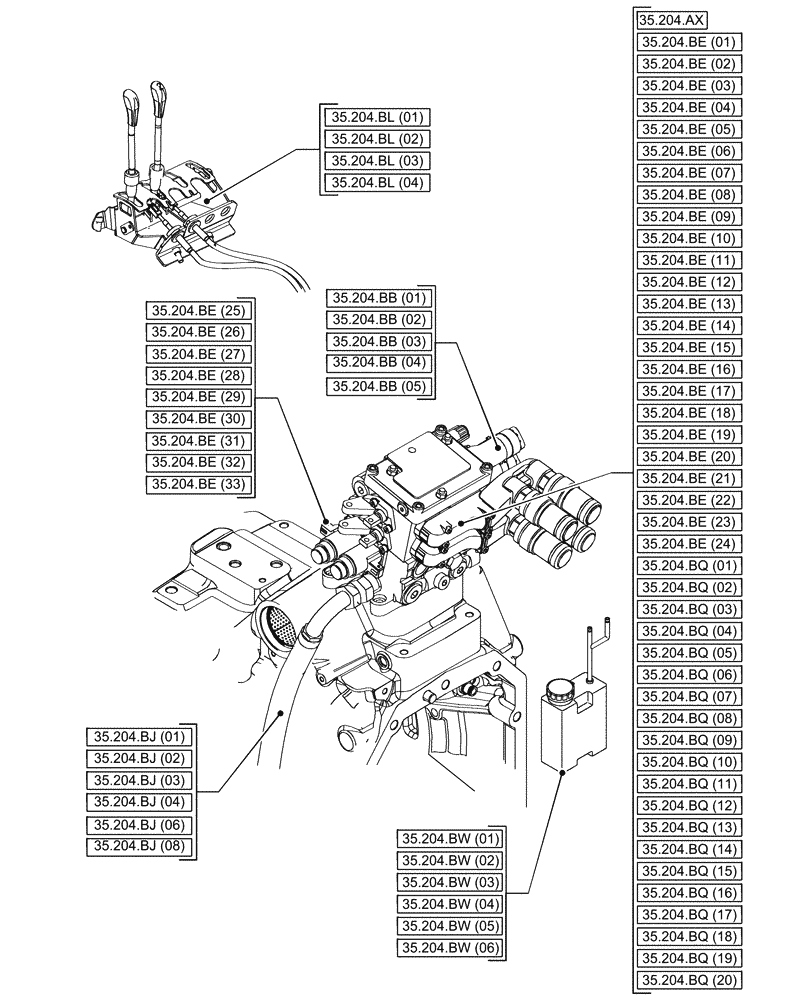 Схема запчастей Case IH PUMA 165 CVT - (00.000.35[02]) - PICTORIAL INDEX - HYDRAULIC SYSTEMS (00) - GENERAL & PICTORIAL INDEX