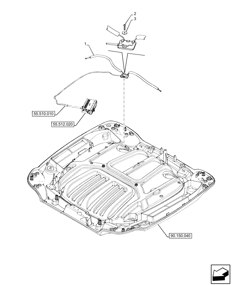 Схема запчастей Case IH OPTUM 300 CVT - (55.512.040) - VAR - 391226 - CAB ROOF, RADIO, ANTENNA (55) - ELECTRICAL SYSTEMS