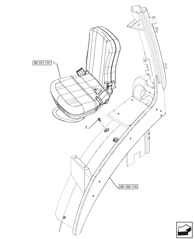 Схема запчастей Case IH OPTUM 270 CVT - (90.151.130) - VAR - 758787 - PASSENGER SEAT, COMFORT PACK 1 (90) - PLATFORM, CAB, BODYWORK AND DECALS