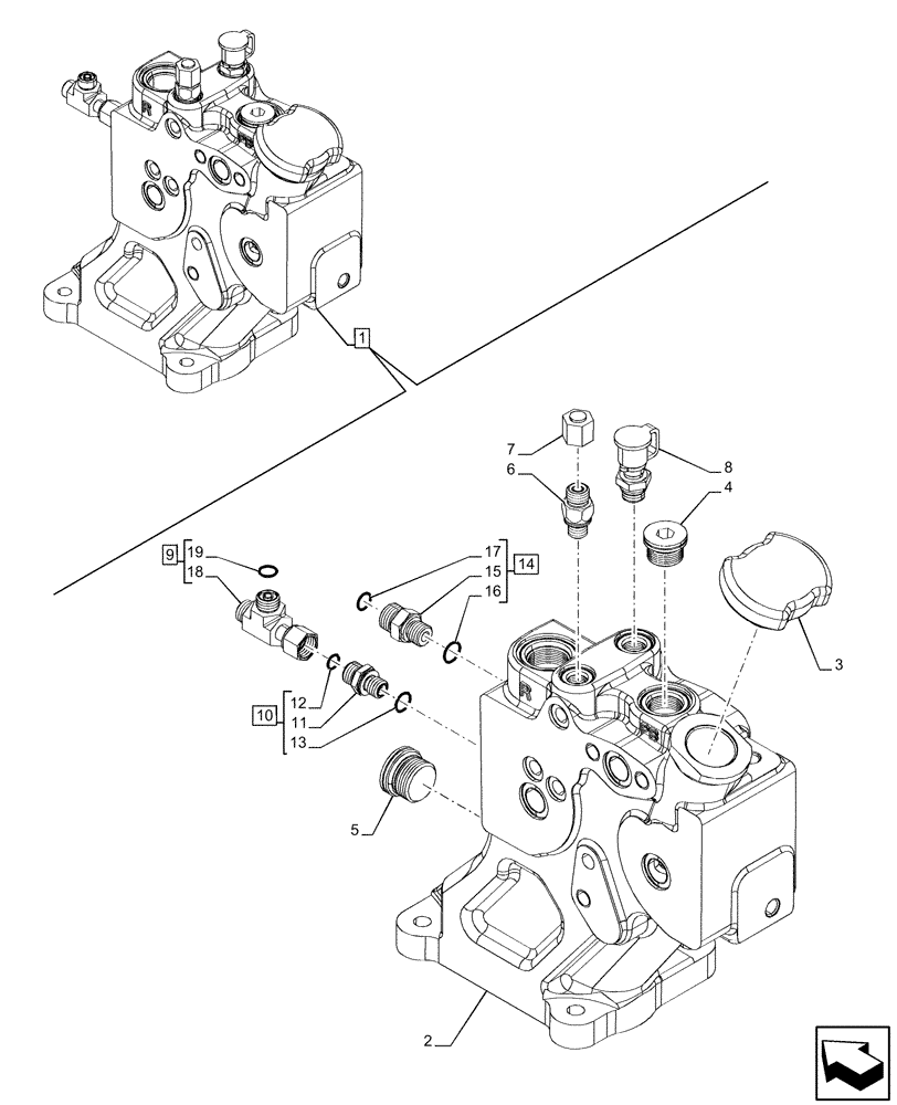 Схема запчастей Case IH OPTUM 270 CVT - (35.204.100) - VAR - 758060, 758061 - REMOTE CONTROL VALVE, COMPONENTS (35) - HYDRAULIC SYSTEMS