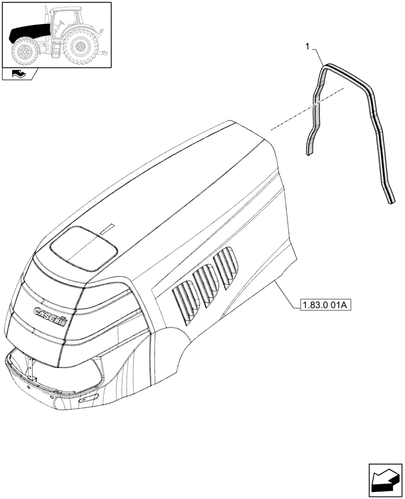 Схема запчастей Case IH PUMA 140 - (1.83.0[04]) - HOOD, SEAL (08) - SHEET METAL