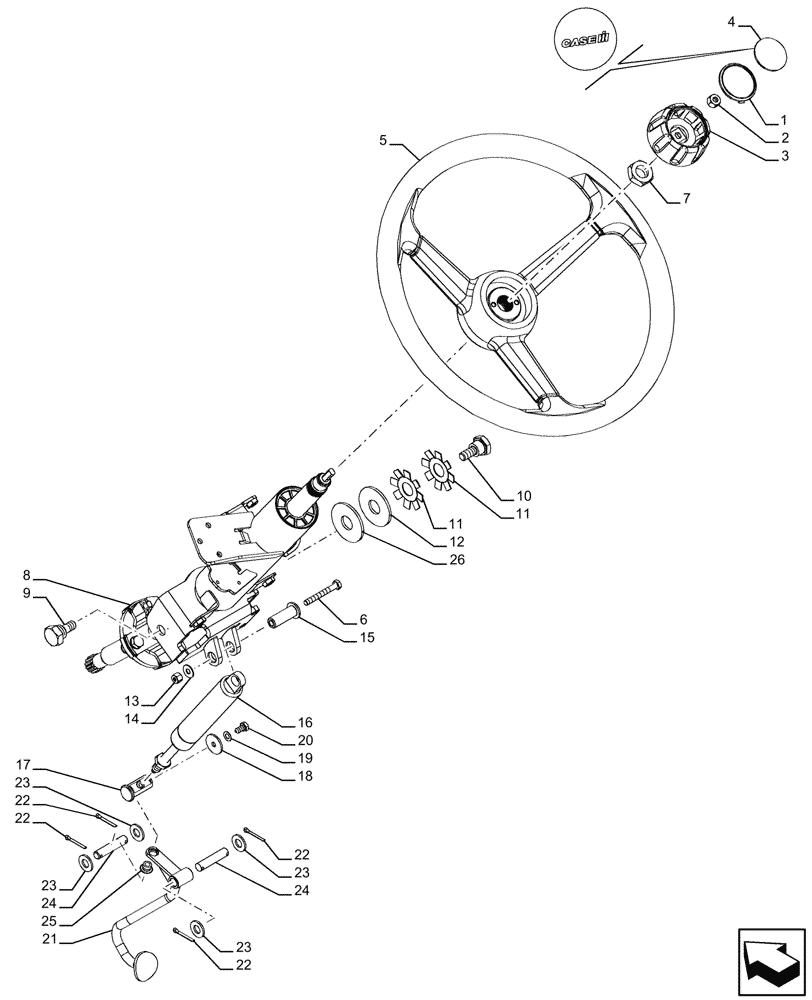 Схема запчастей Case IH FARMALL 120U - (41.101.010) - VAR - 331444, 332147, 336730, 339434 - STEERING COLUMN, GAS STRUT (41) - STEERING