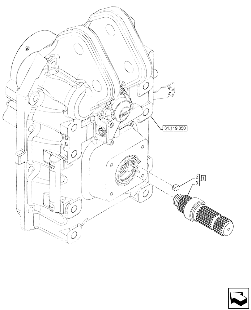 Схема запчастей Case IH OPTUM 270 CVT - (31.119.070) - VAR - 759045 - PTO, OUTPUT SHAFT (31) - IMPLEMENT POWER TAKE OFF