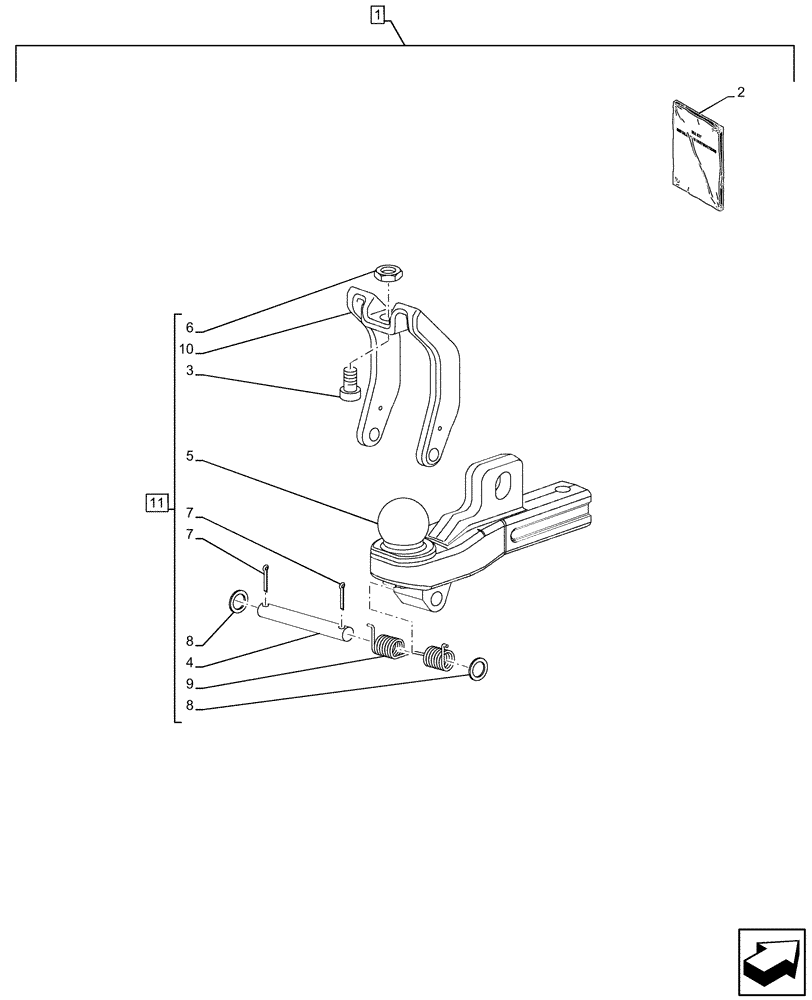 Схема запчастей Case IH PUMA 165 - (88.100.37[01]) - DIA KIT, DRAWBAR (88) - ACCESSORIES