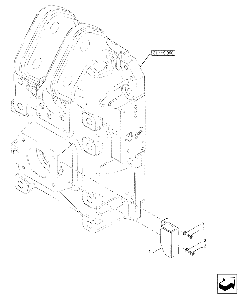 Схема запчастей Case IH OPTUM 300 CVT - (31.119.080) - VAR - 758794 - PTO, BRACKET (31) - IMPLEMENT POWER TAKE OFF