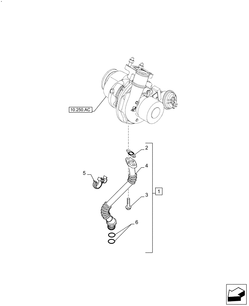 Схема запчастей Case IH F5GFL413A B021 - (10.250.AE) - TURBOCHARGER LINE (10) - ENGINE