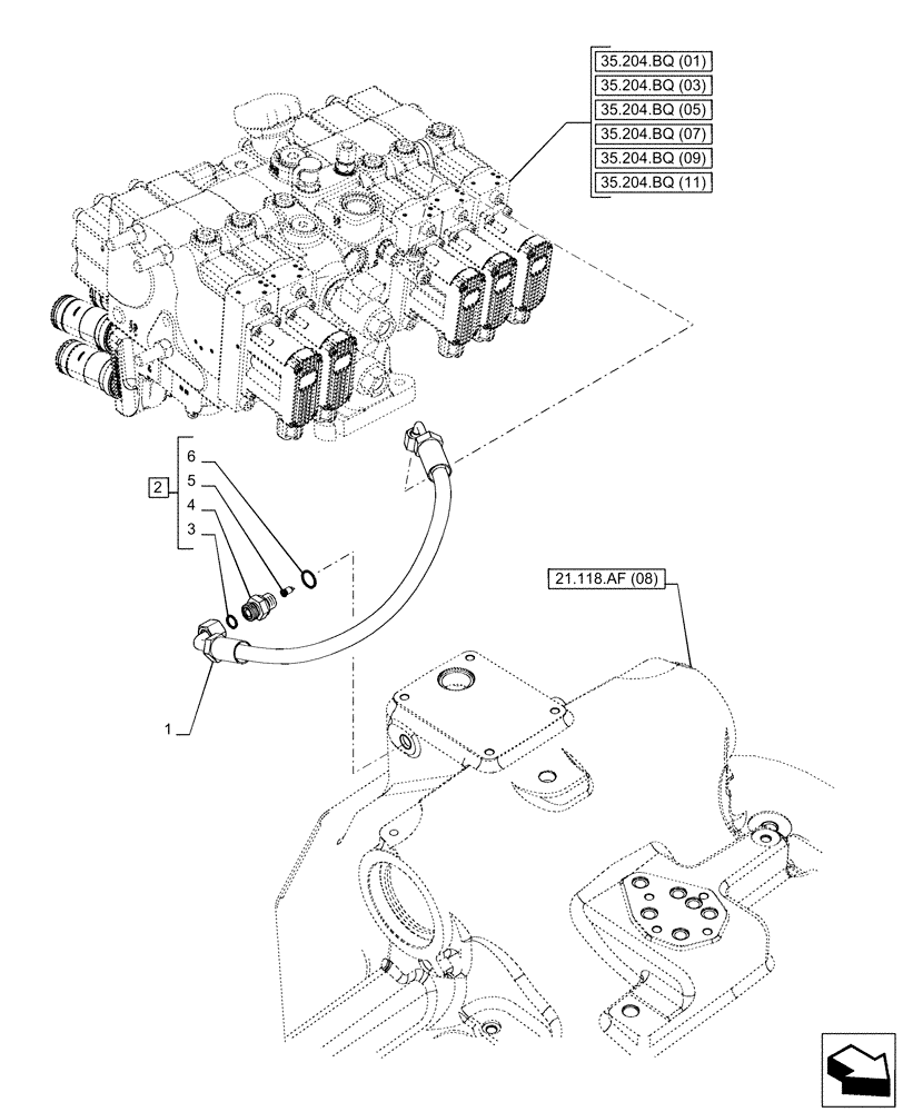 Схема запчастей Case IH PUMA 185 - (35.204.BJ[07]) - VAR - 391170, 758071, 758072, 758074, 758075, 758076, 758077, 758079, 758080, 758081, 758082, 758083 - REMOTE CONTROL VALVE (EHR), LINE (35) - HYDRAULIC SYSTEMS