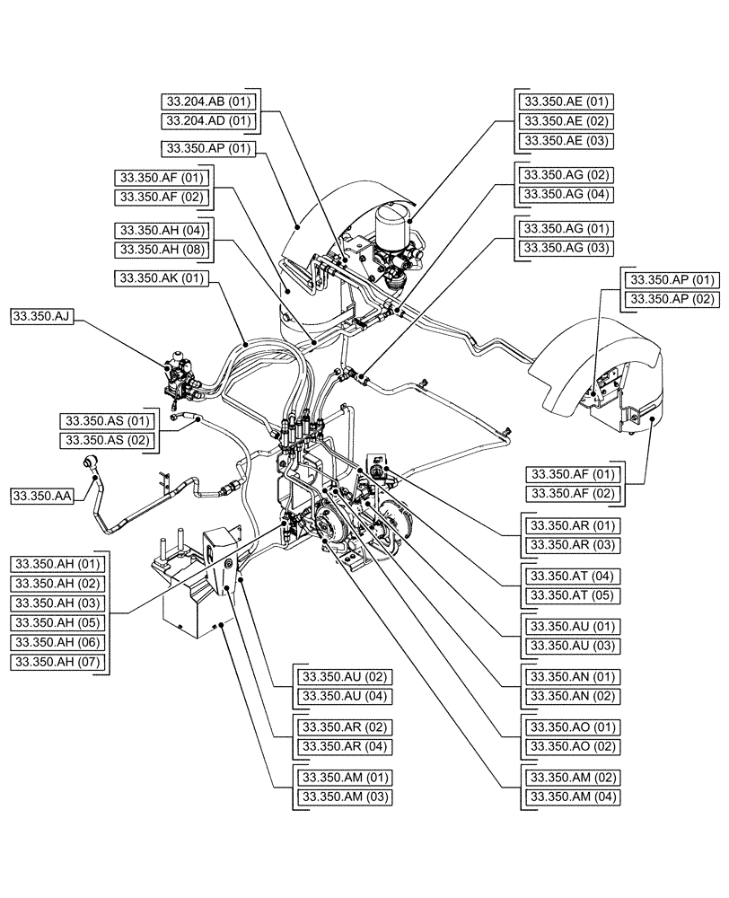 Схема запчастей Case IH PUMA 185 - (00.000.33[03]) - PICTORIAL INDEX - BRAKES & CONTROLS (00) - GENERAL & PICTORIAL INDEX