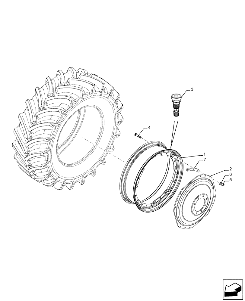 Схема запчастей Case IH FARMALL 120U - (44.520.020) - VAR - 8369501 - REAR WHEEL (W11X38) (44) - WHEELS