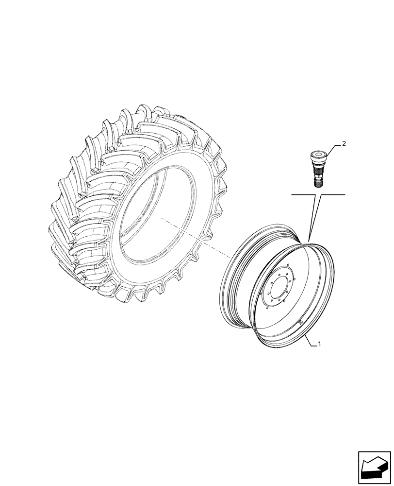 Схема запчастей Case IH FARMALL 110U - (44.520.070) - VAR - 8999301 - REAR WHEEL (DW18LX34) (44) - WHEELS