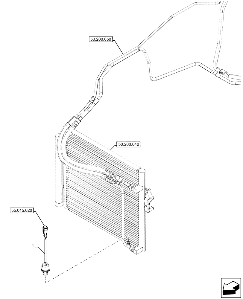 Схема запчастей Case IH FARMALL 110U - (55.050.080) - VAR - 331444, 332147, 336730, 339434 - AIR CONDITIONING, PRESSURE SWITCH (55) - ELECTRICAL SYSTEMS