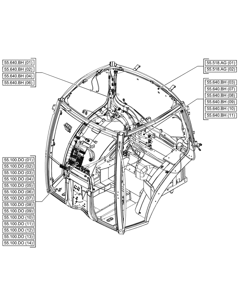 Схема запчастей Case IH PUMA 185 - (00.000.55[08]) - PICTORIAL INDEX - ELECTRICAL SYSTEMS (00) - GENERAL & PICTORIAL INDEX