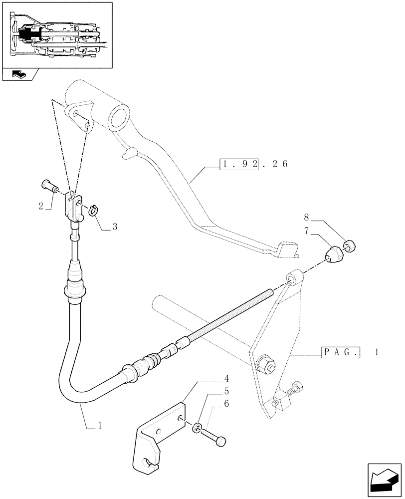 Схема запчастей Case IH FARMALL 65C - (1.26.2[02]) - LEVERS AND TIEROD (03) - TRANSMISSION