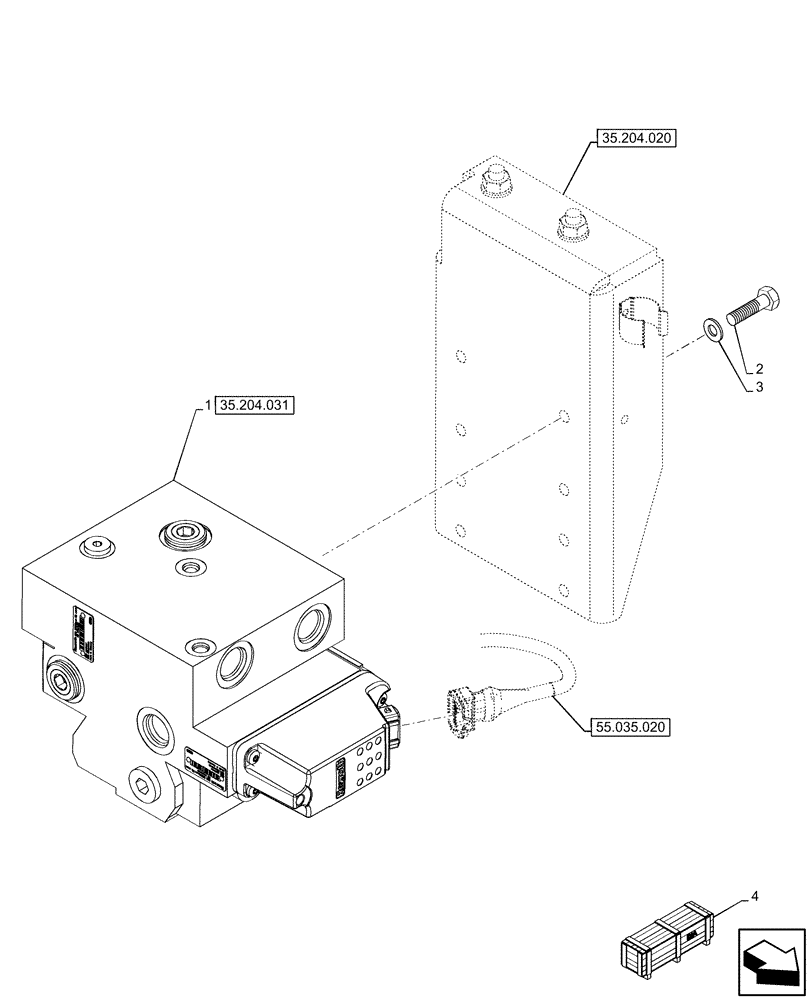 Схема запчастей Case IH OPTUM 270 CVT - (35.204.030) - VAR - 758064 - 1 MID-MOUNT CONTROL VALVE (35) - HYDRAULIC SYSTEMS