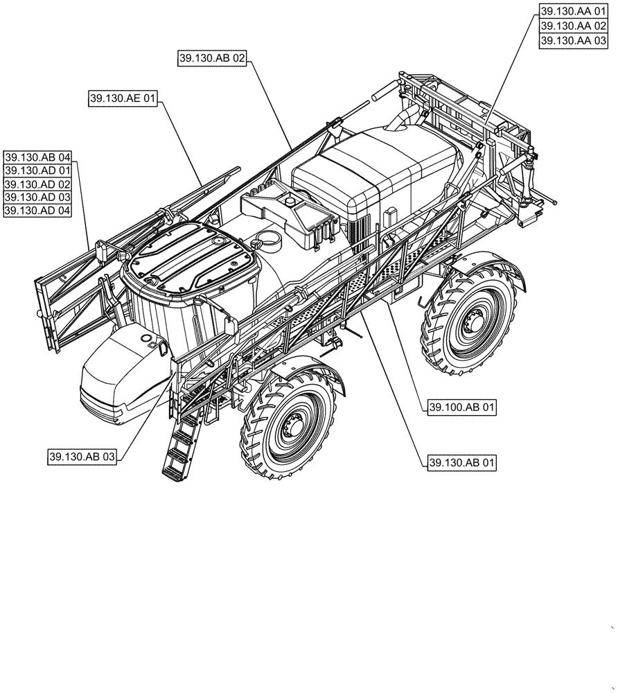 Схема запчастей Case IH PATRIOT 2250 - (39.000.00) - SECTION INDEX - FRAMES AND BALLASTING (39) - FRAMES AND BALLASTING