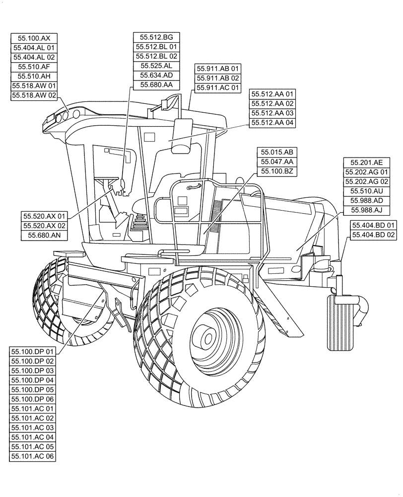 Схема запчастей Case IH WD1504 - (00.000.55) - PICTORIAL INDEX - ELECTRICAL SYSTEMS (00) - GENERAL & PICTORIAL INDEX