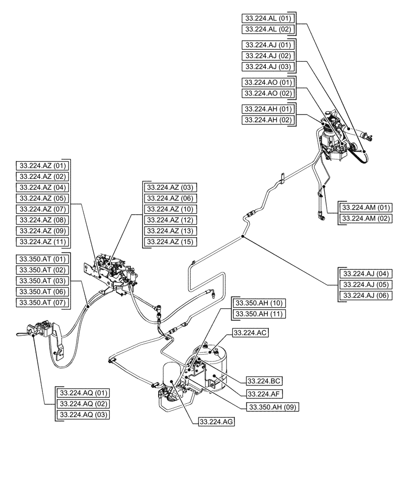 Схема запчастей Case IH PUMA 185 - (00.000.33[05]) - PICTORIAL INDEX - BRAKES & CONTROLS (00) - GENERAL & PICTORIAL INDEX