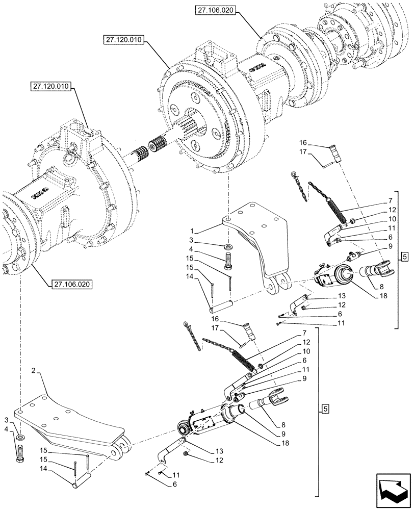 Схема запчастей Case IH OPTUM 270 CVT - (37.120.320) - VAR - 758085 - REAR, HITCHES, DRAWBARS AND IMPLEMENT COUPLINGS (37) - HITCHES, DRAWBARS & IMPLEMENT COUPLINGS