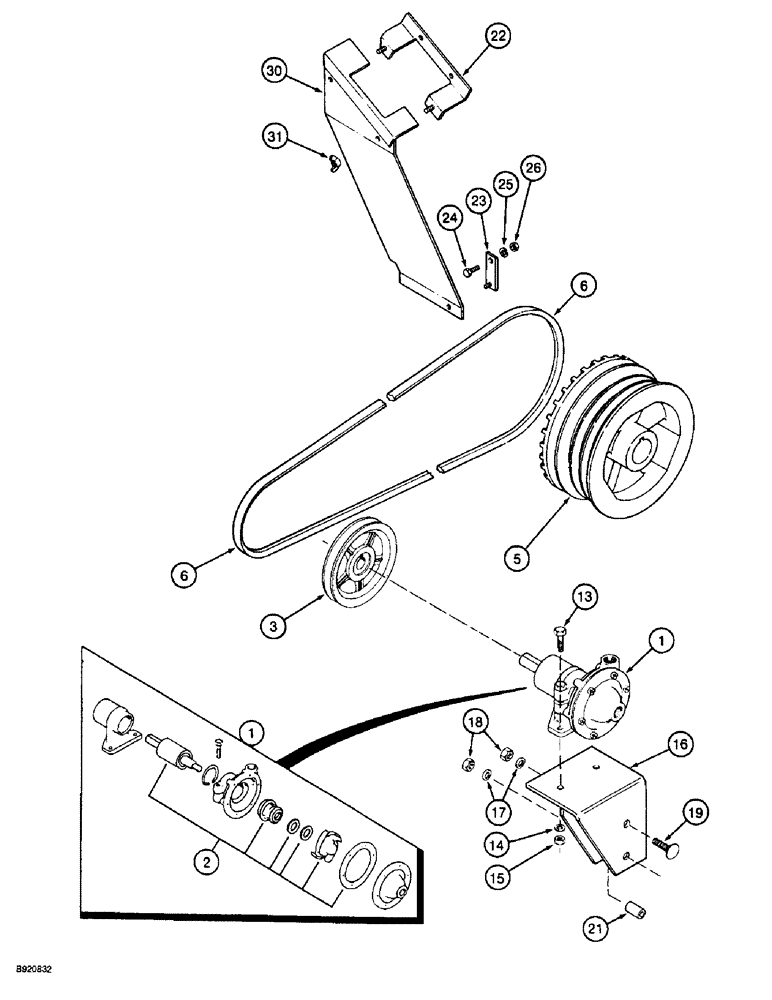 Схема запчастей Case IH 2044 - (9B-22) - WATER PUMP, PULLEY AND BELT (14) - WATER SYSTEM