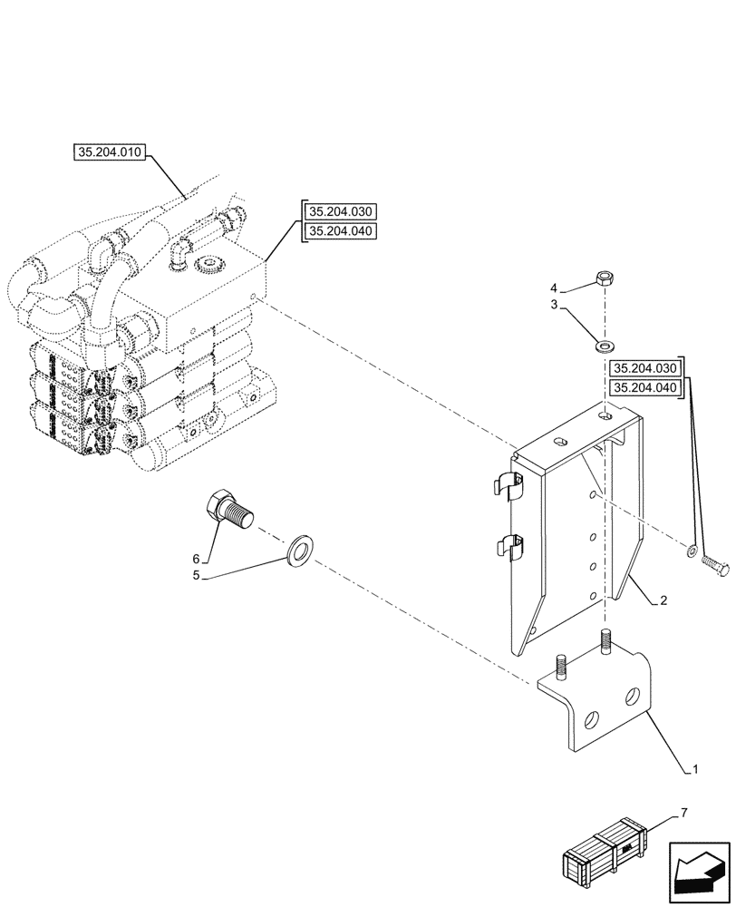 Схема запчастей Case IH OPTUM 270 CVT - (35.204.020) - VAR - 758064, 758066 - MID-MOUNT CONTROL VALVE, PIPE, LINES (35) - HYDRAULIC SYSTEMS