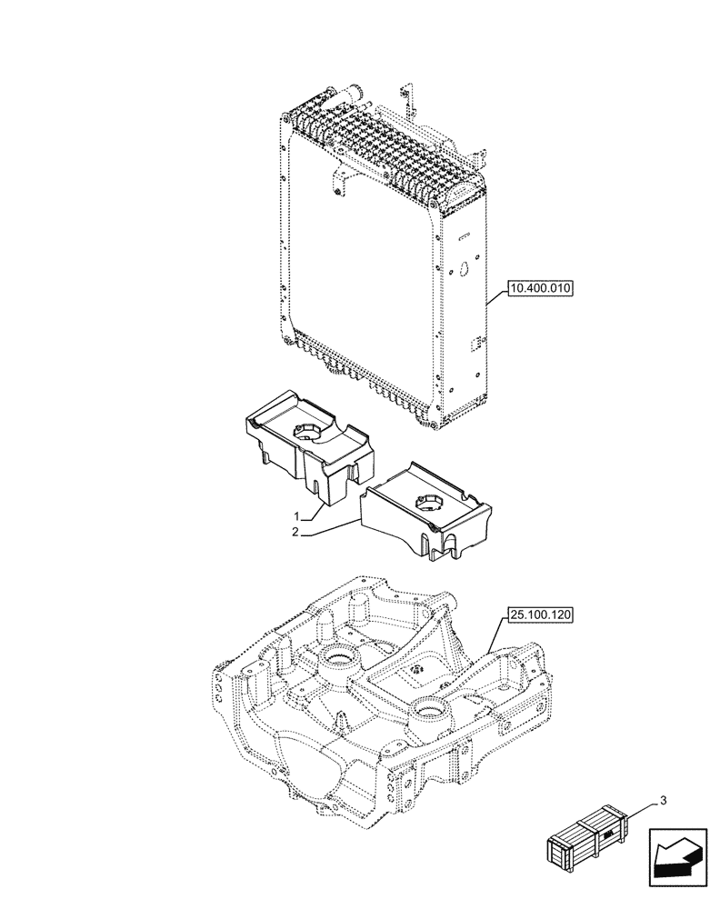 Схема запчастей Case IH FARMALL 120U - (10.400.070) - VAR - 744943, 758280, 758288 - FRONT AXLE SUPPORT, MULTIFUNCTIONAL, RADIATOR, SEAL (10) - ENGINE