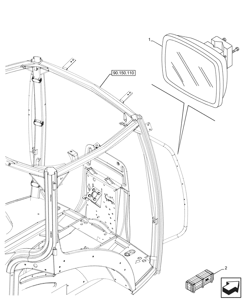 Схема запчастей Case IH OPTUM 270 CVT - (90.151.010) - VAR - 758114 - MIRROR, REAR (90) - PLATFORM, CAB, BODYWORK AND DECALS