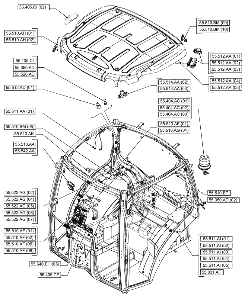 Схема запчастей Case IH PUMA 185 - (00.000.55[07]) - PICTORIAL INDEX - ELECTRICAL SYSTEMS (00) - GENERAL & PICTORIAL INDEX